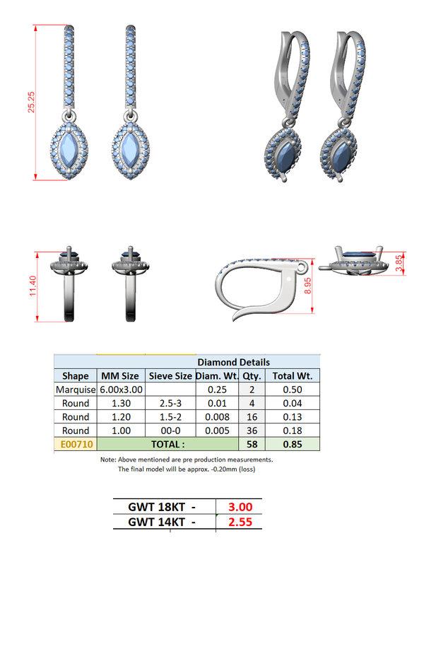 Exquisite Cushion Round Diamond Lab Grown Diamond Earring