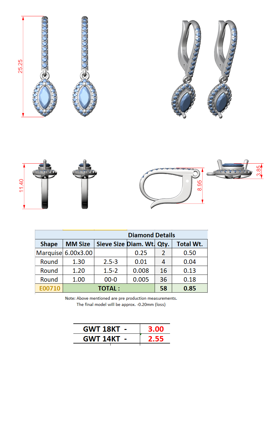Exquisite Cushion Round Diamond Lab Grown Diamond Earring