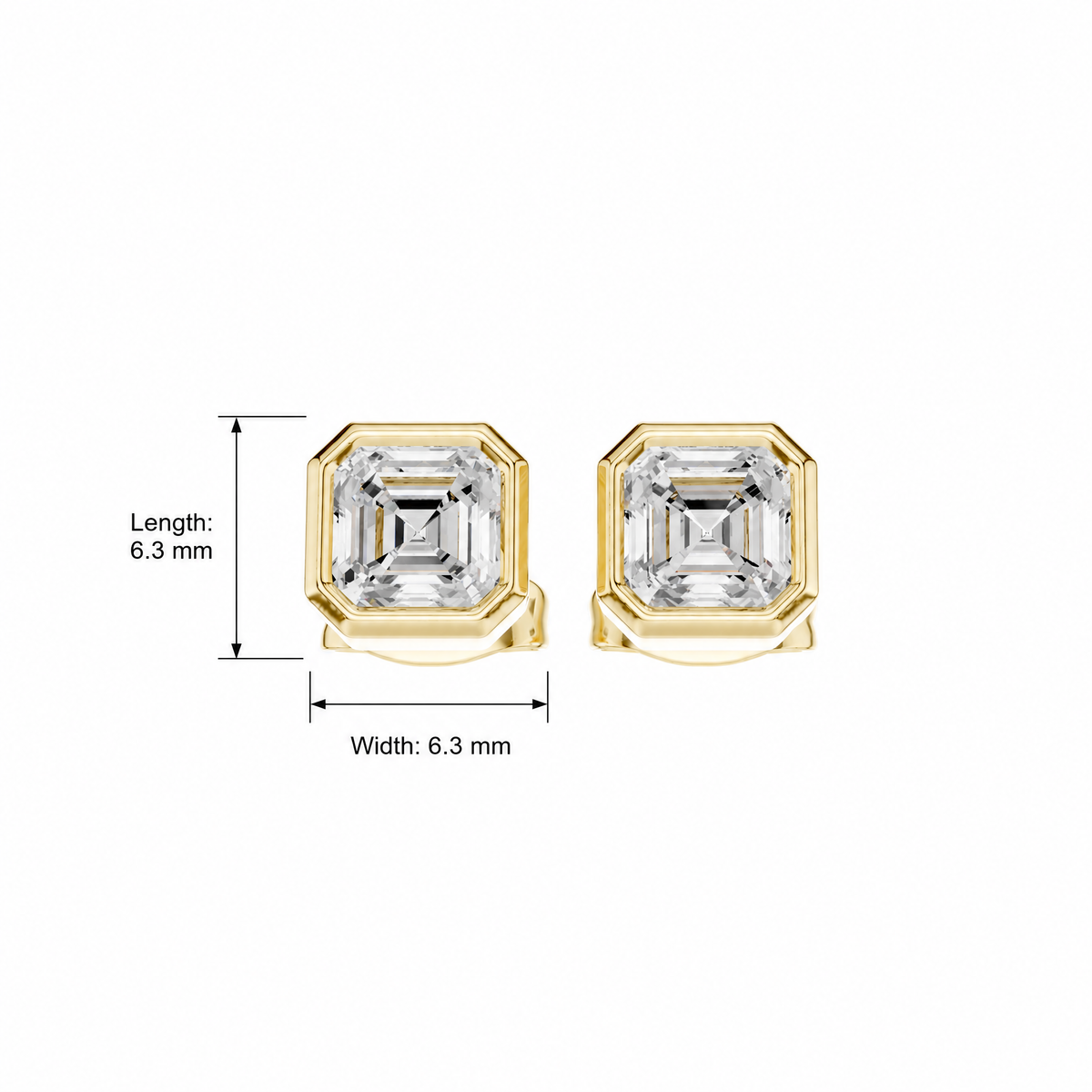 Asscher Cut Bezel Lab Grown Stud Earrings