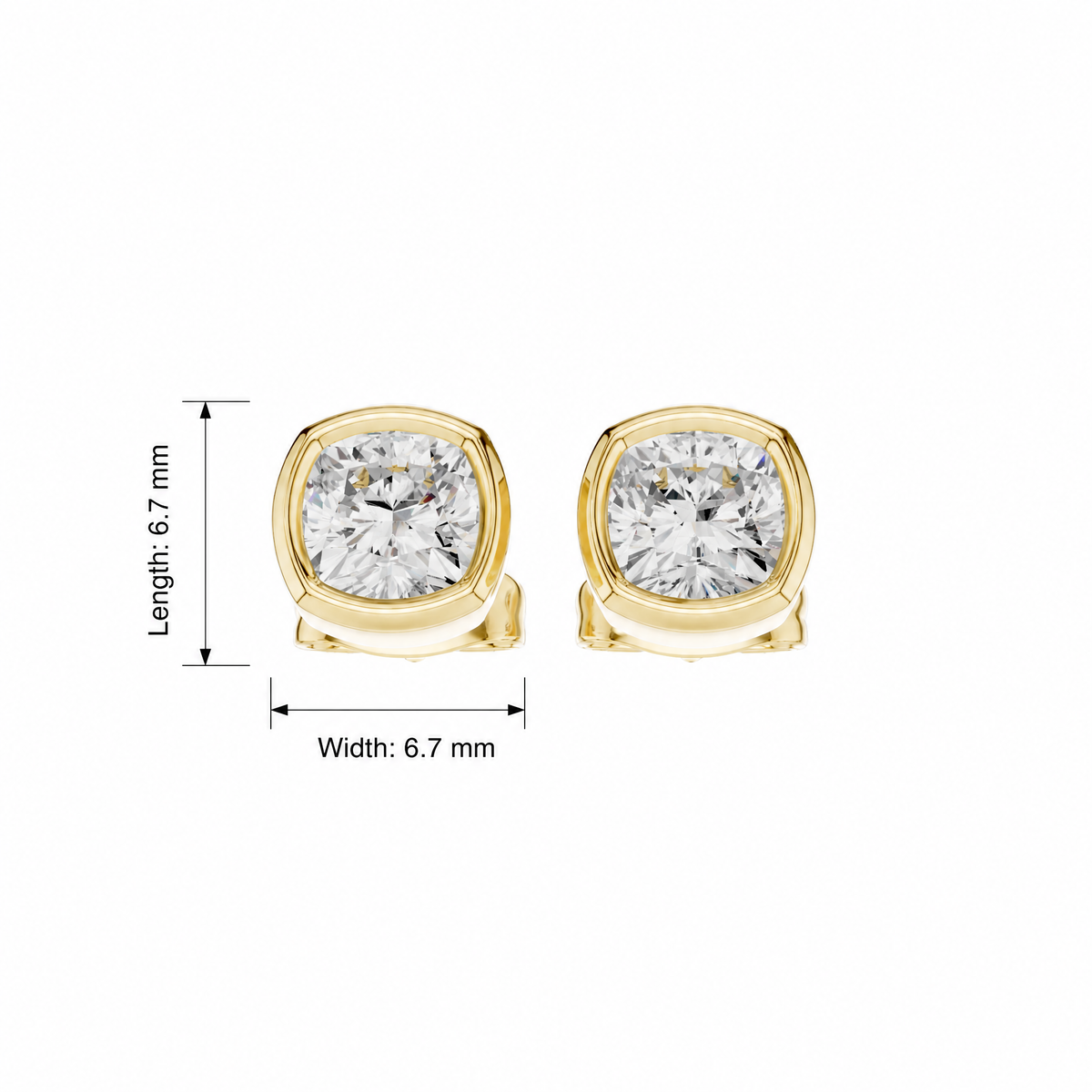 Cushion Cut Bezel Lab Grown Diamond Earrings