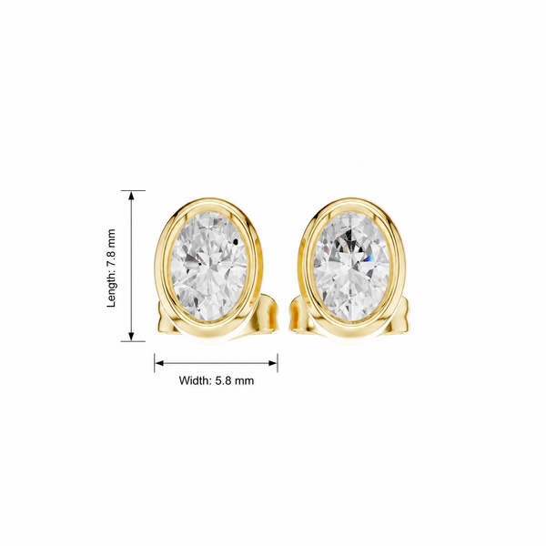 Elegant Oval Bezel Lab Grown Diamond Earrings