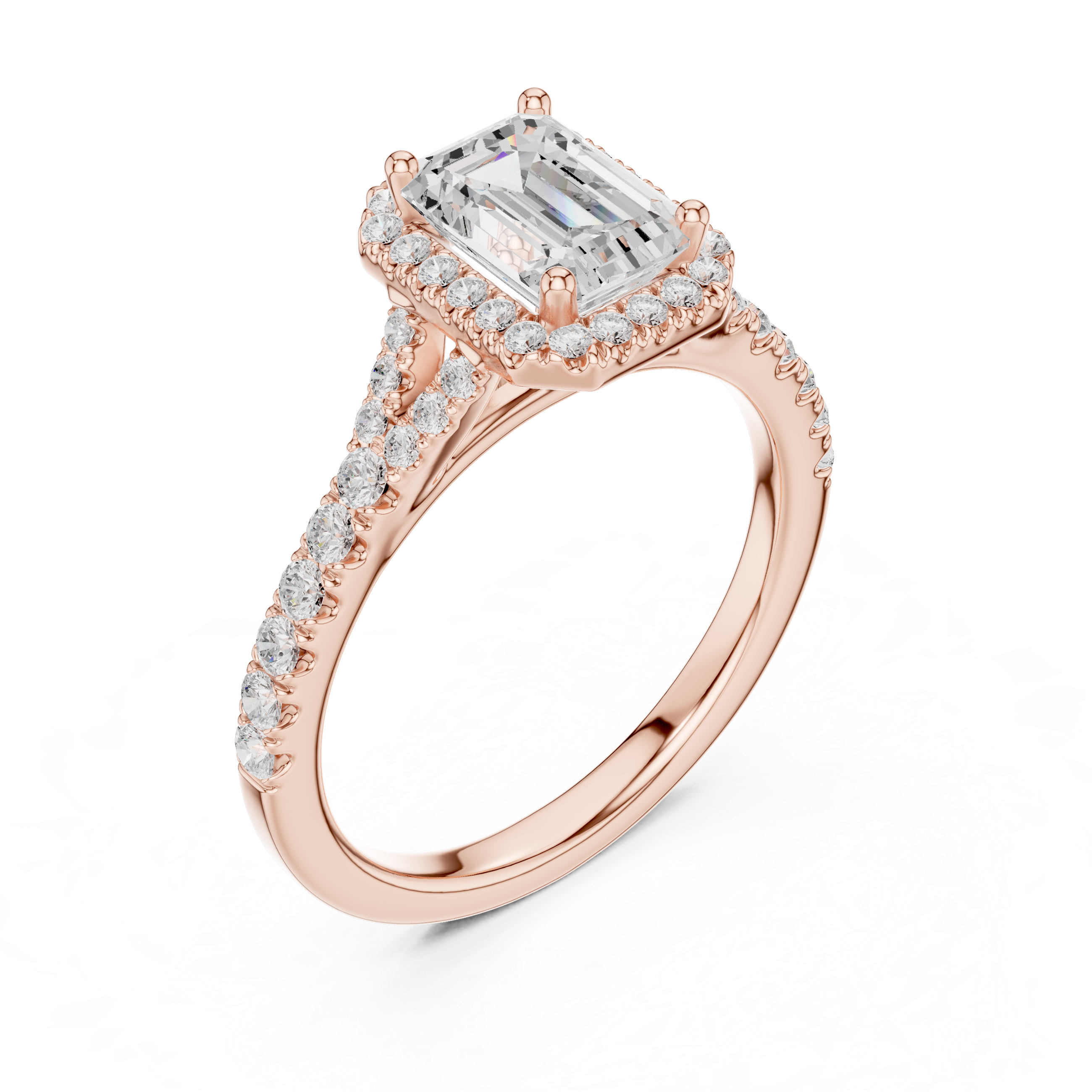 Striking 1 ct Emerald & Round Diamond Lab Grown Diamond Ring