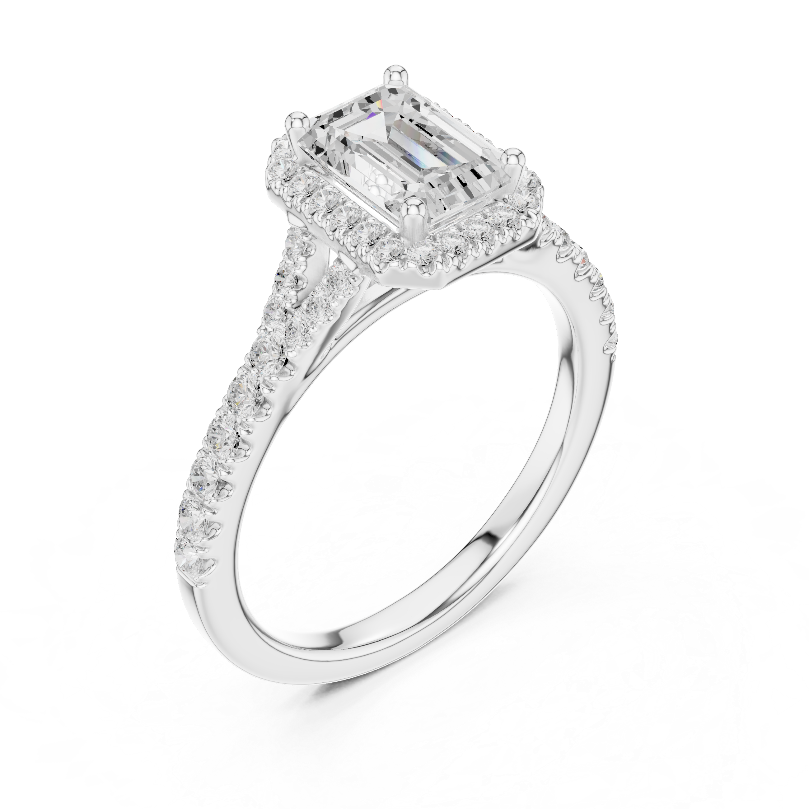 Striking 1 ct Emerald & Round Diamond Lab Grown Diamond Ring