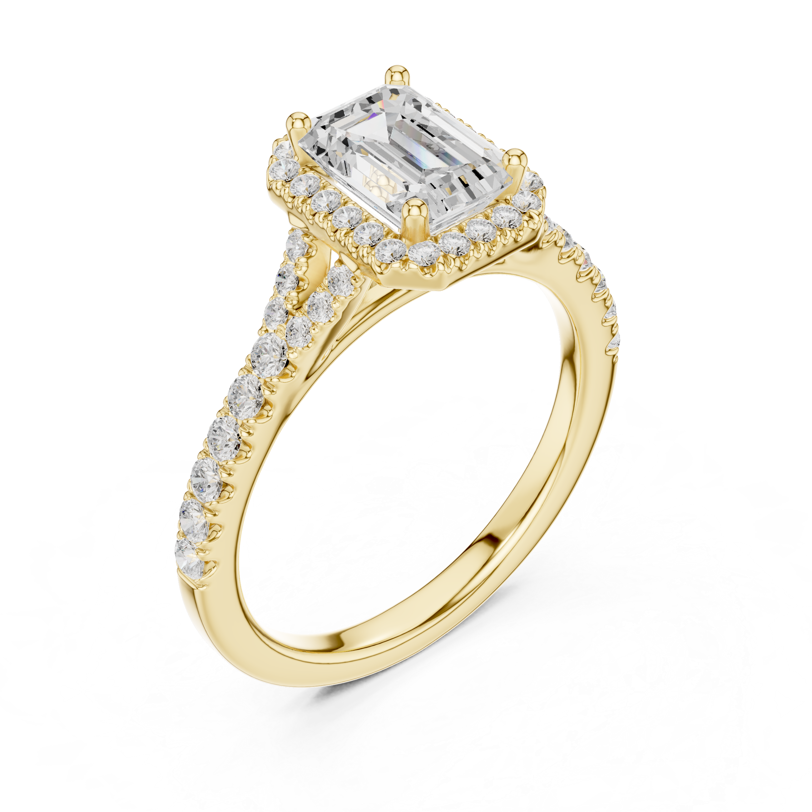 Striking 1 ct Emerald & Round Diamond Lab Grown Diamond Ring
