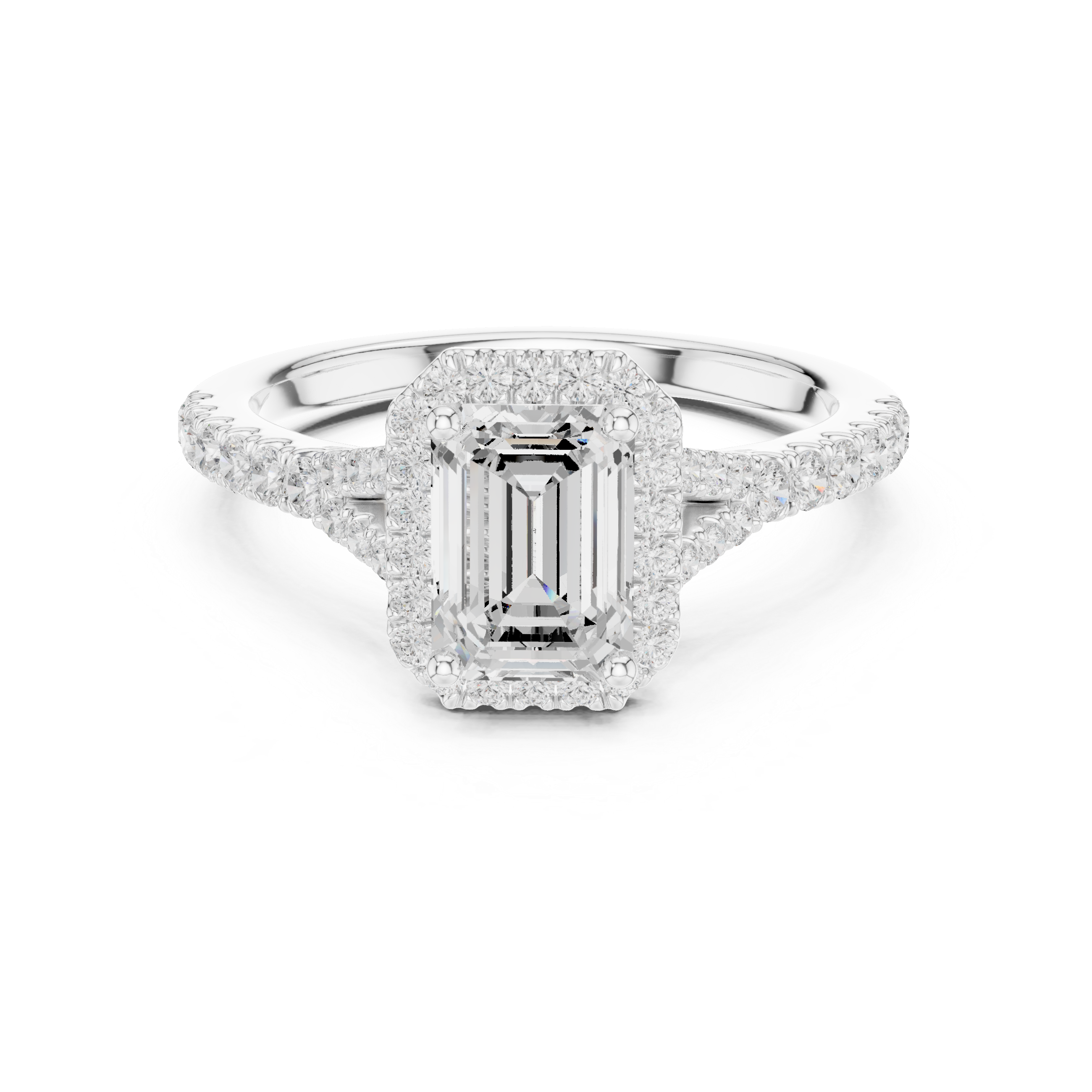 Striking 1 ct Emerald & Round Diamond Lab Grown Diamond Ring