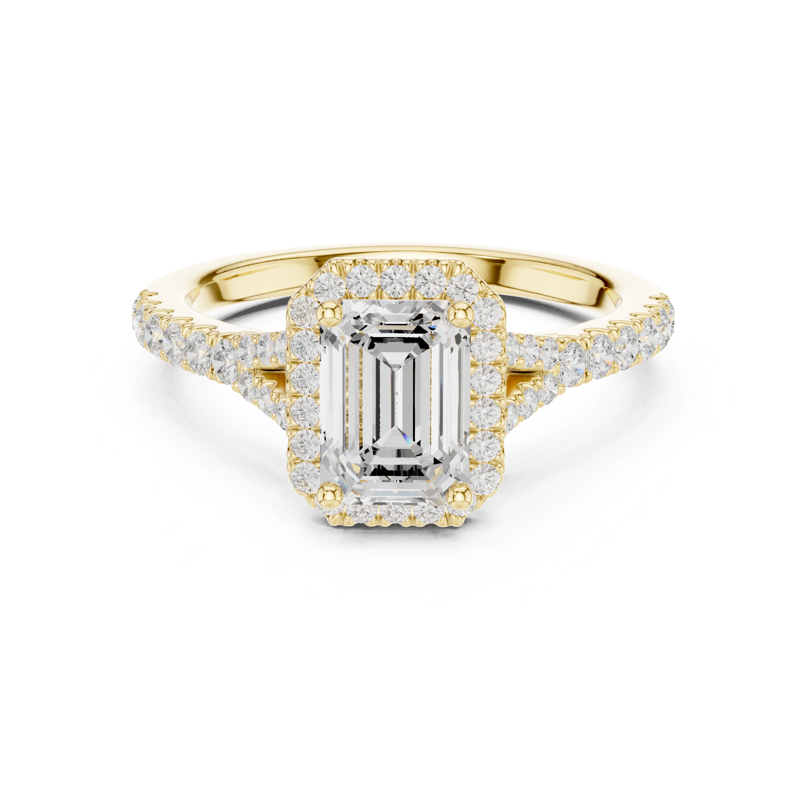 Striking 1 ct Emerald & Round Diamond Lab Grown Diamond Ring