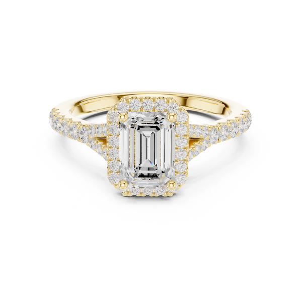 Striking 1 ct Emerald & Round Diamond Lab Grown Diamond Ring