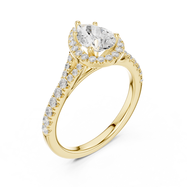 1 ct Pear Diamond Halo Lab Grown Diamond Ring
