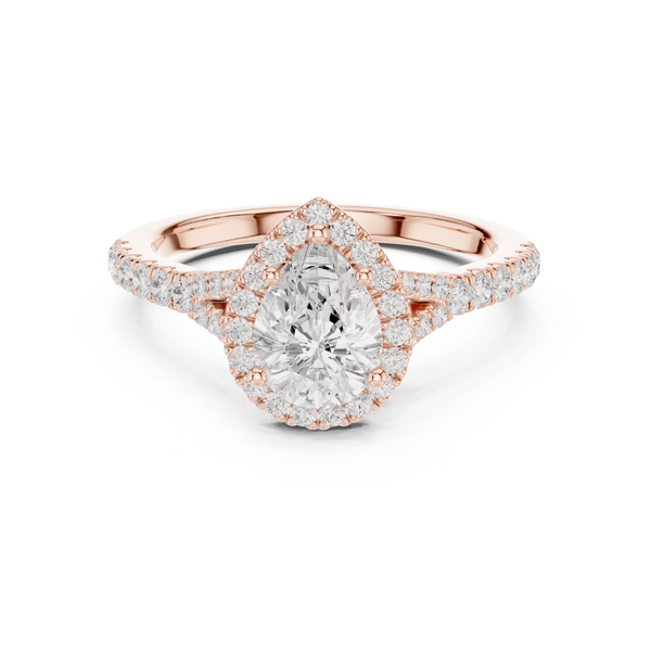 1 ct Pear Diamond Halo Lab Grown Diamond Ring