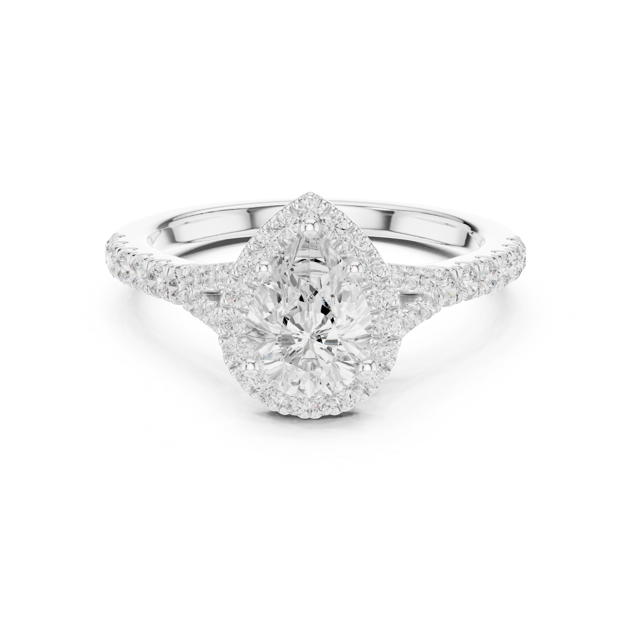 1 ct Pear Diamond Halo Lab Grown Diamond Ring