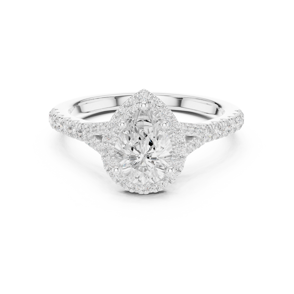 1 ct Pear Diamond Halo Lab Grown Diamond Ring