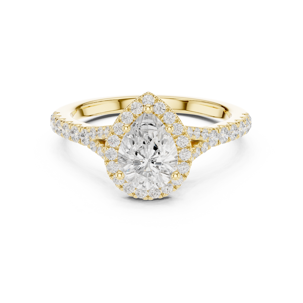 1 ct Pear Diamond Halo Lab Grown Diamond Ring