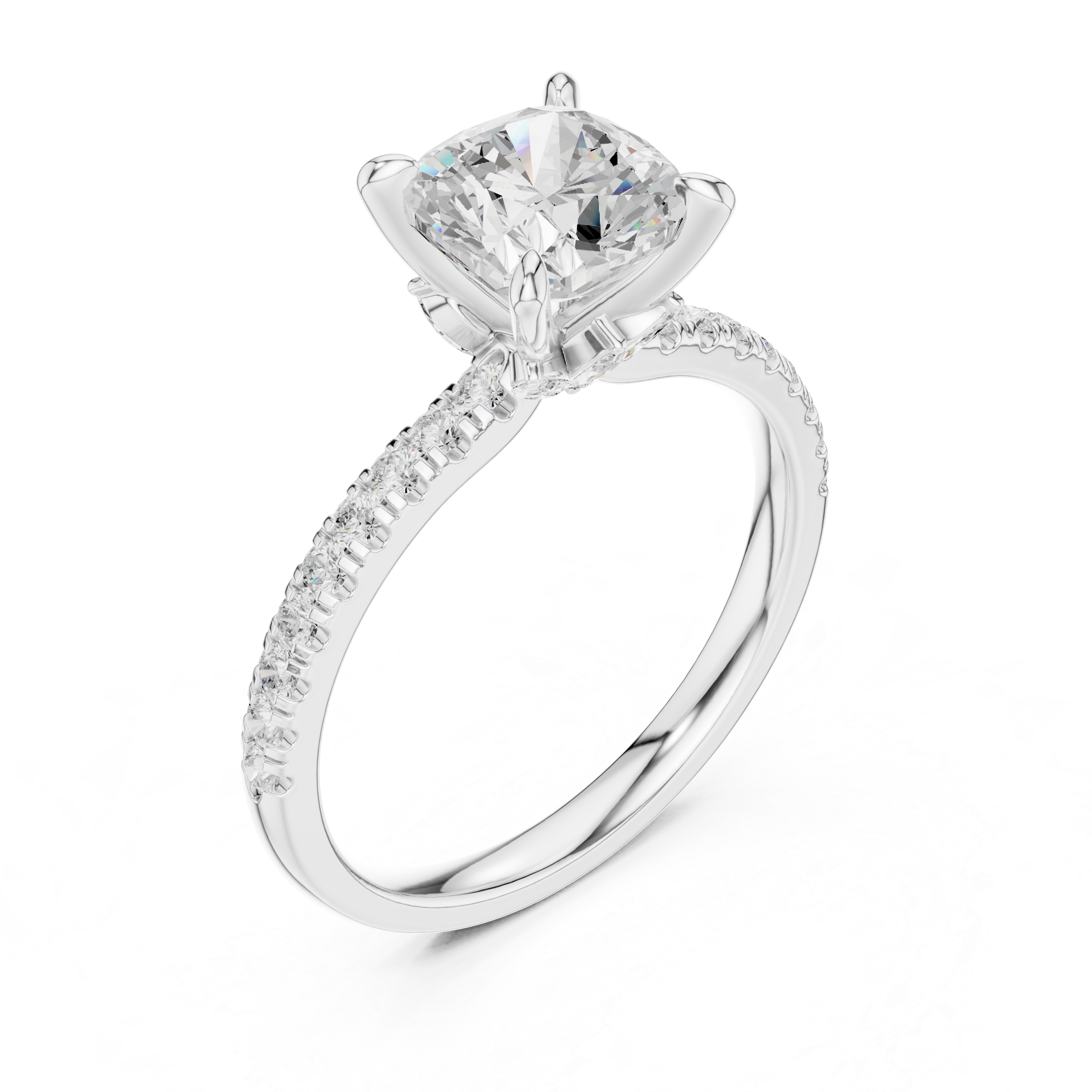 Cushion Diamond Solitaire & Marquise Accents
