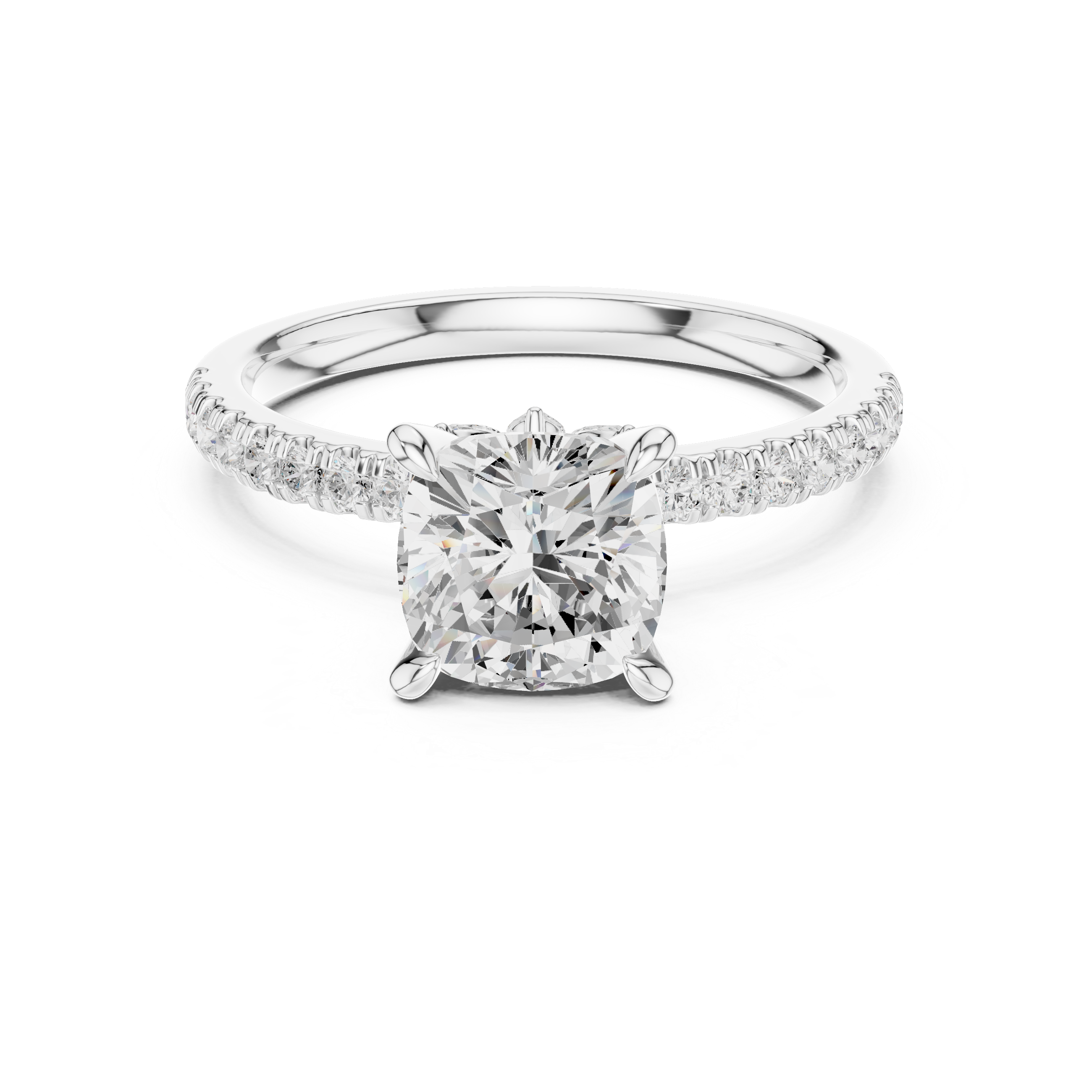 Cushion Diamond Solitaire & Marquise Accents