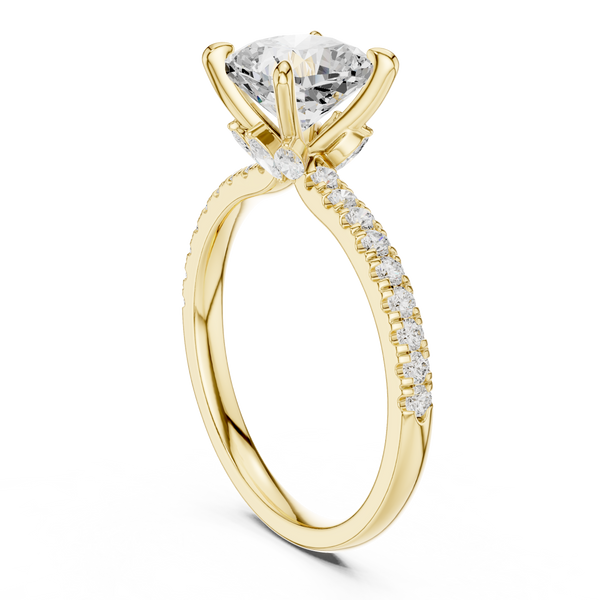 Cushion Diamond Solitaire & Marquise Accents