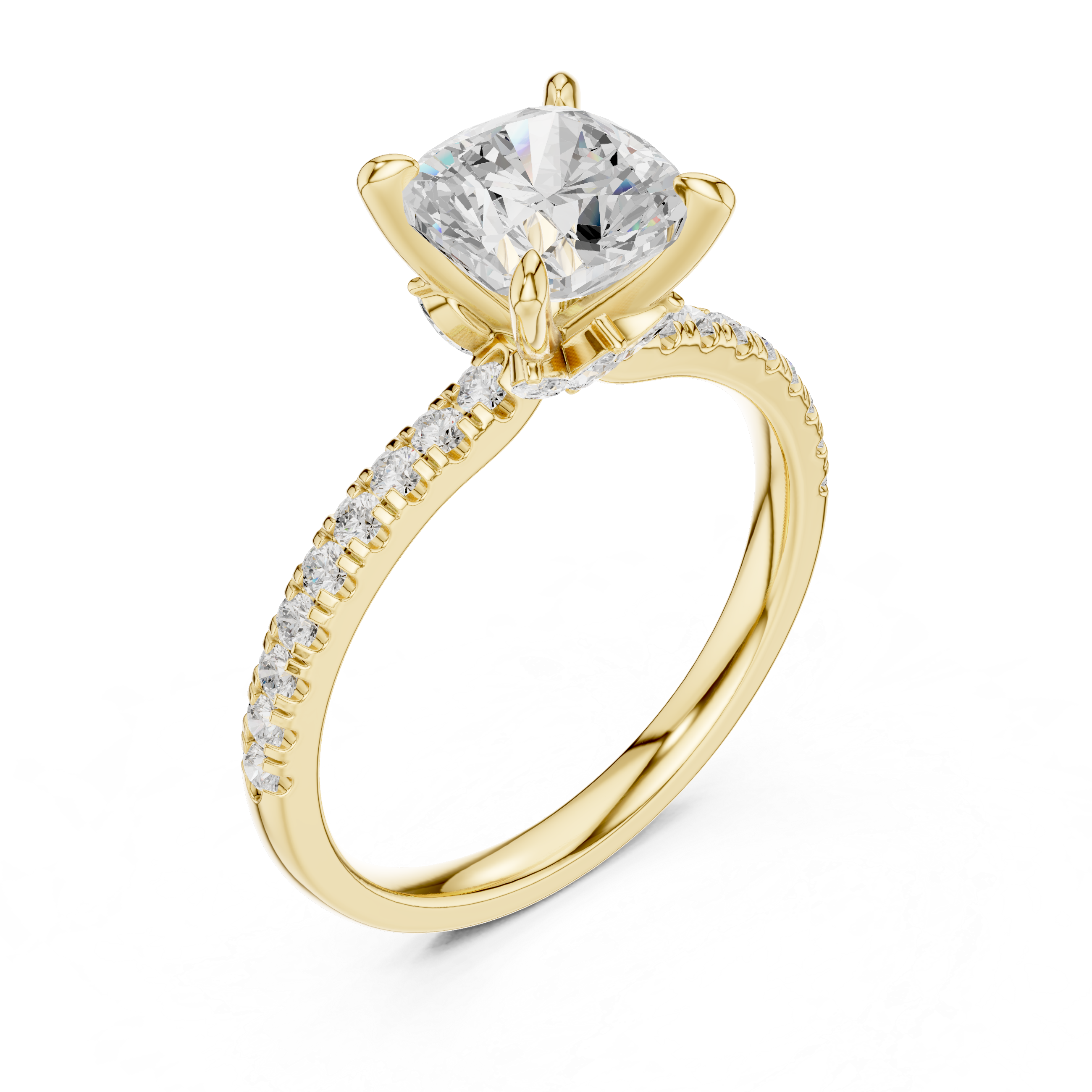 Cushion Diamond Solitaire & Marquise Accents
