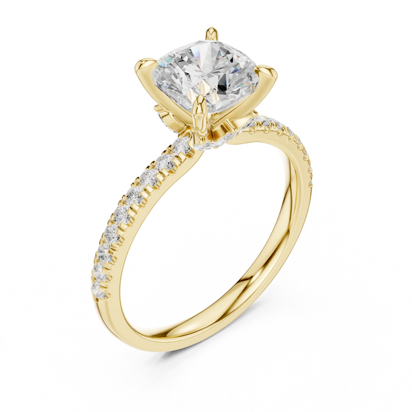 Cushion Diamond Solitaire & Marquise Accents