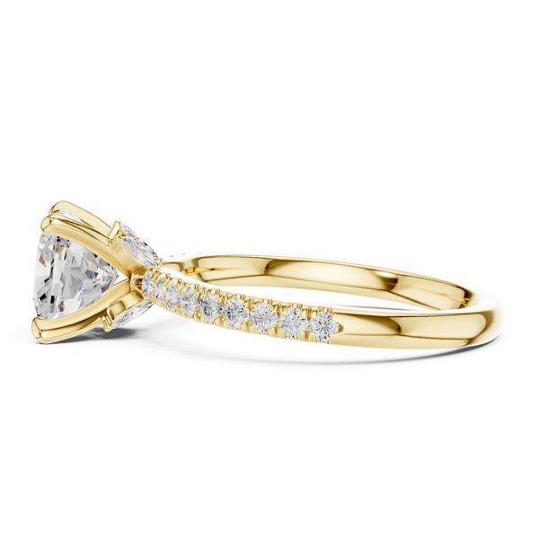 Cushion Diamond Solitaire & Marquise Accents