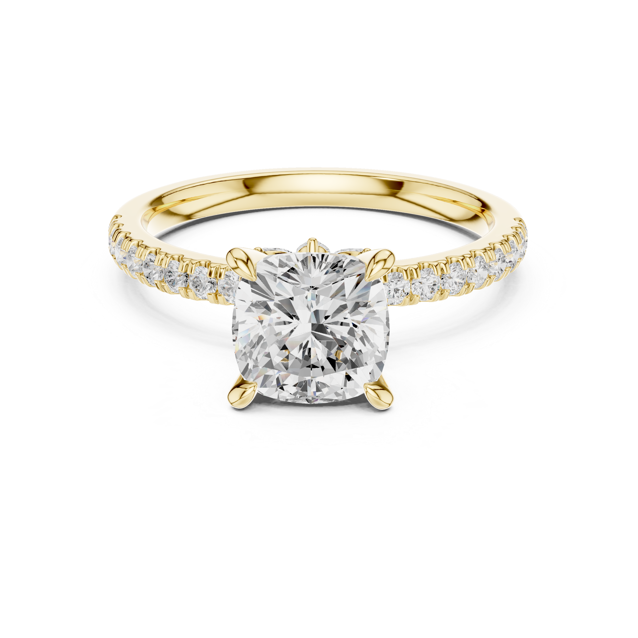 Cushion Diamond Solitaire & Marquise Accents