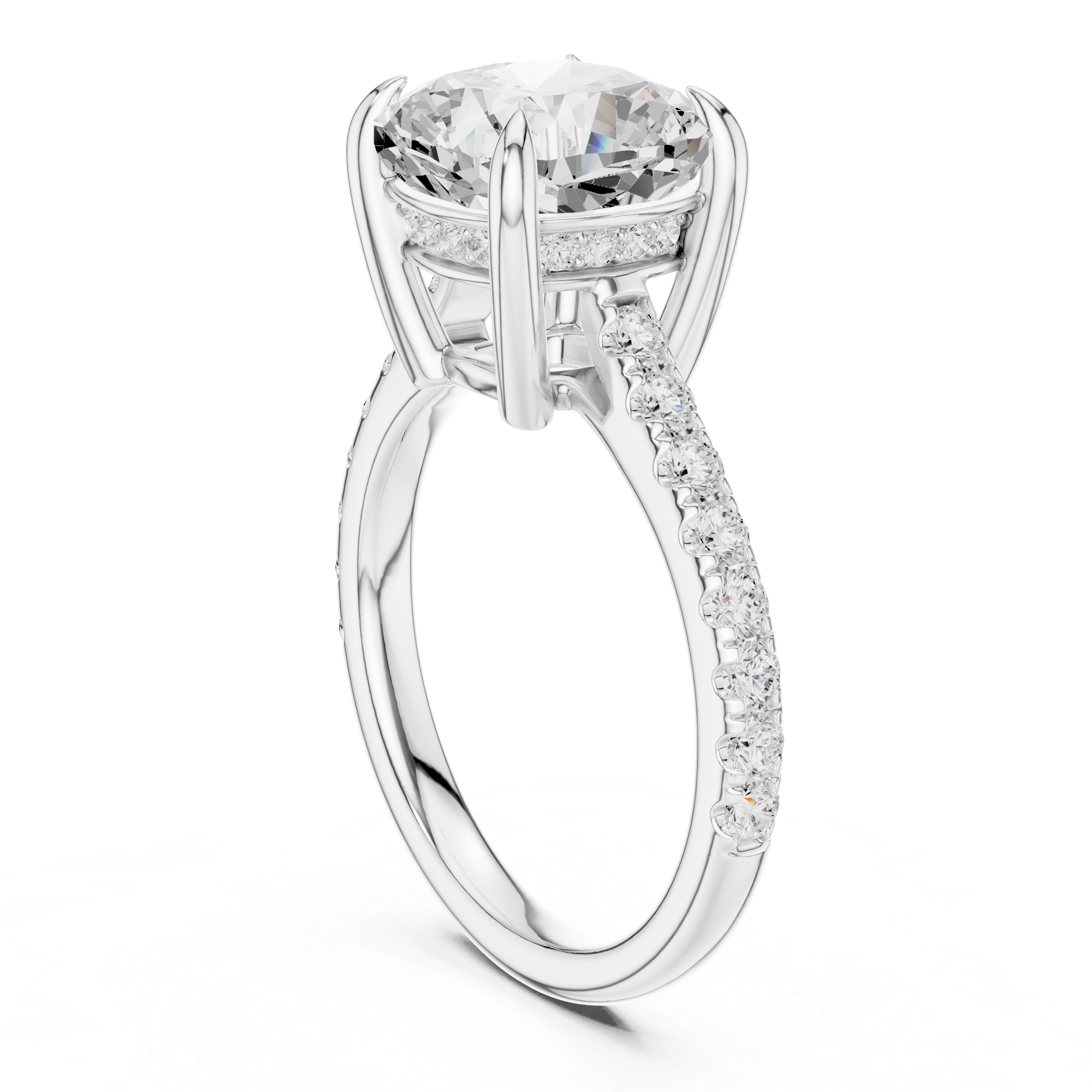 Cushion And Round Brilliance Lab Grown Diamond Ring
