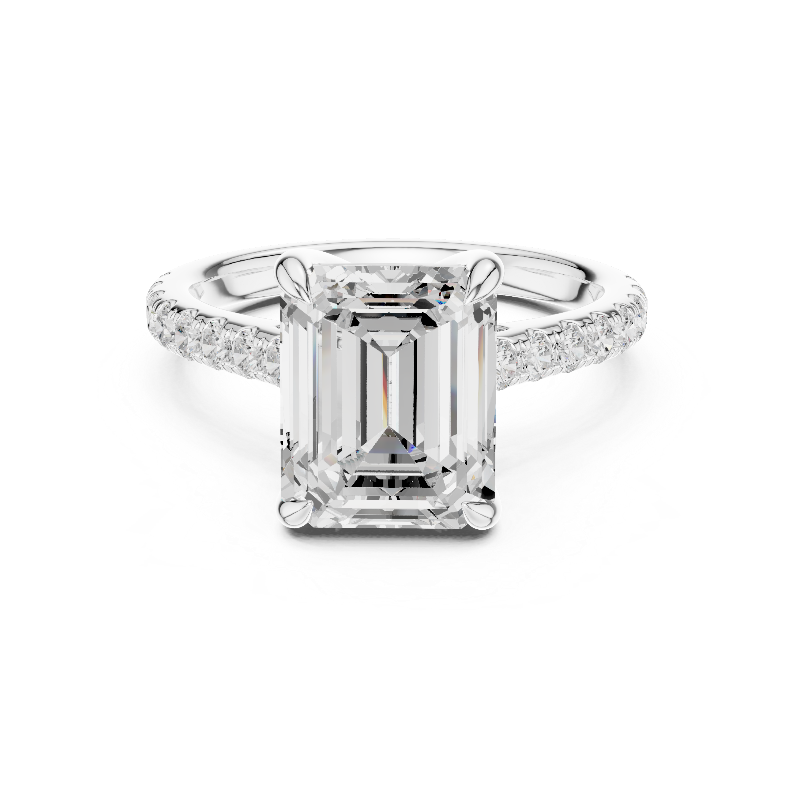 Exquisite Emerald & Round Lab Grown Diamond Ring