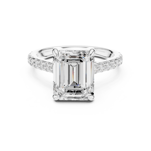 Exquisite Emerald & Round Lab Grown Diamond Ring