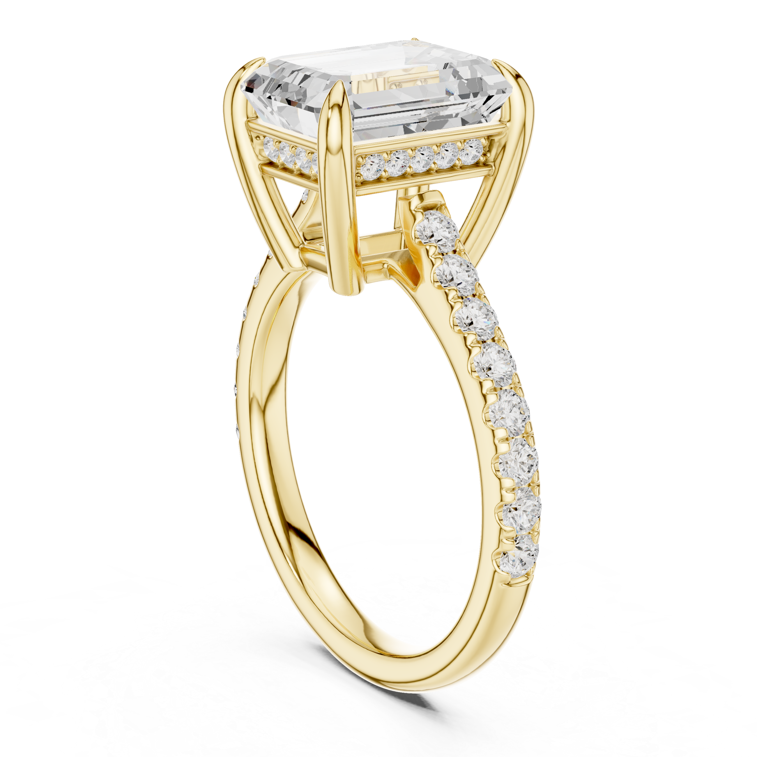 Exquisite Emerald & Round Lab Grown Diamond Ring