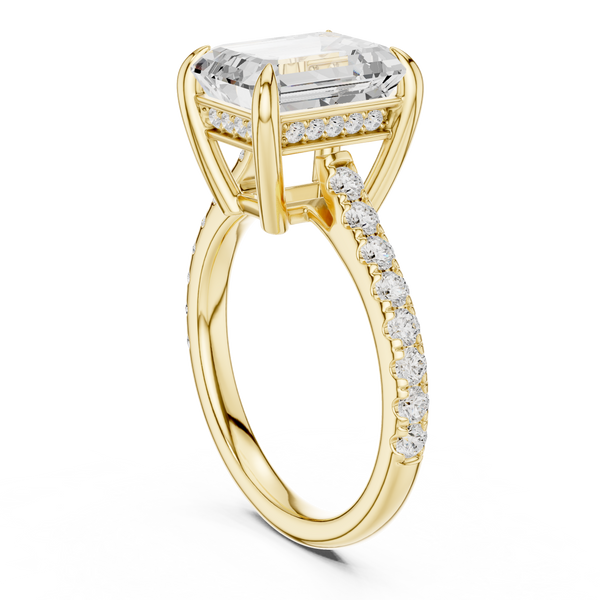 Exquisite Emerald & Round Lab Grown Diamond Ring