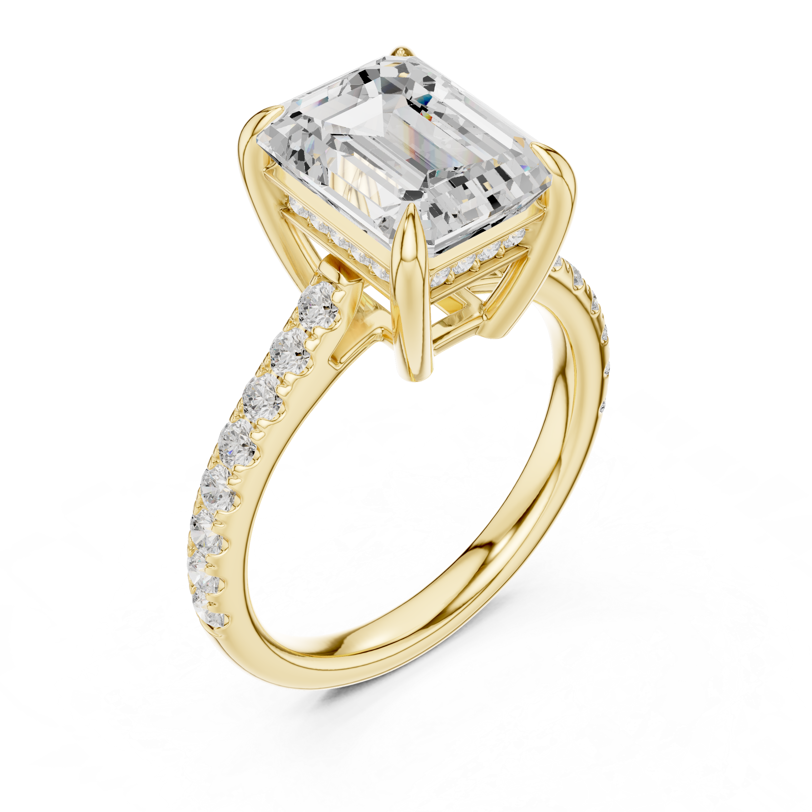 Exquisite Emerald & Round Lab Grown Diamond Ring