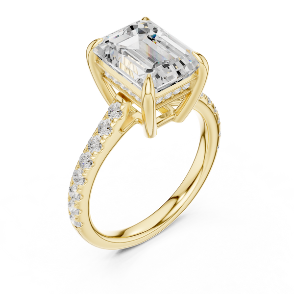 Exquisite Emerald & Round Lab Grown Diamond Ring