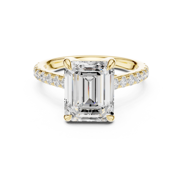 Exquisite Emerald & Round Lab Grown Diamond Ring