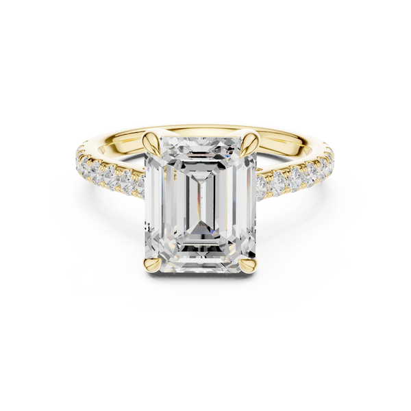 Exquisite Emerald & Round Lab Grown Diamond Ring