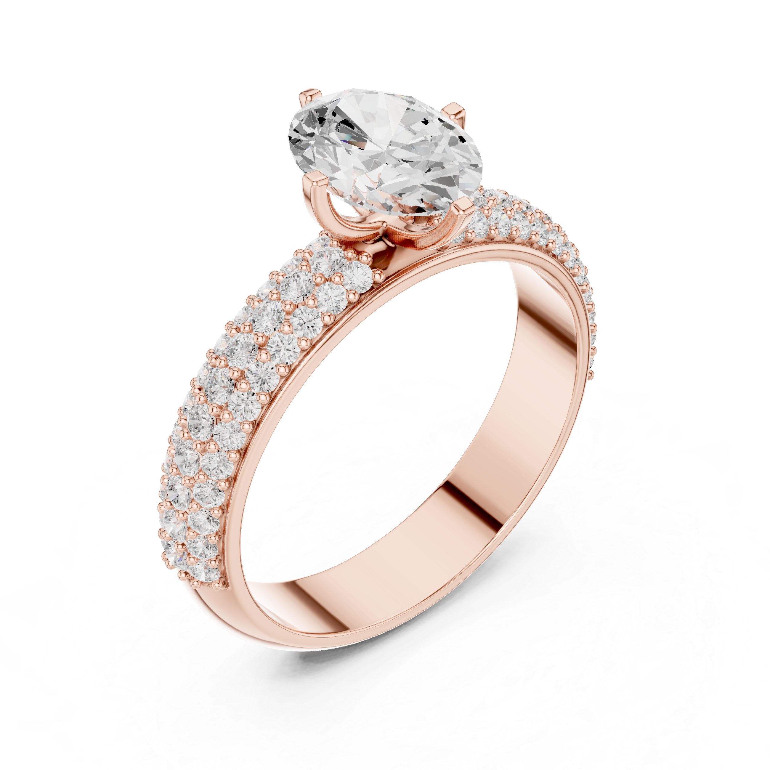 Exquisite 1 ct Oval & Round Diamond Lab Grown Diamond Ring