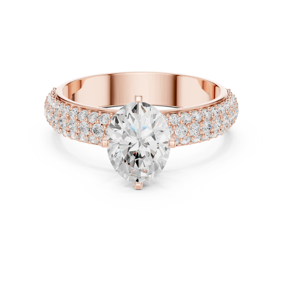 Exquisite 1 ct Oval & Round Diamond Lab Grown Diamond Ring