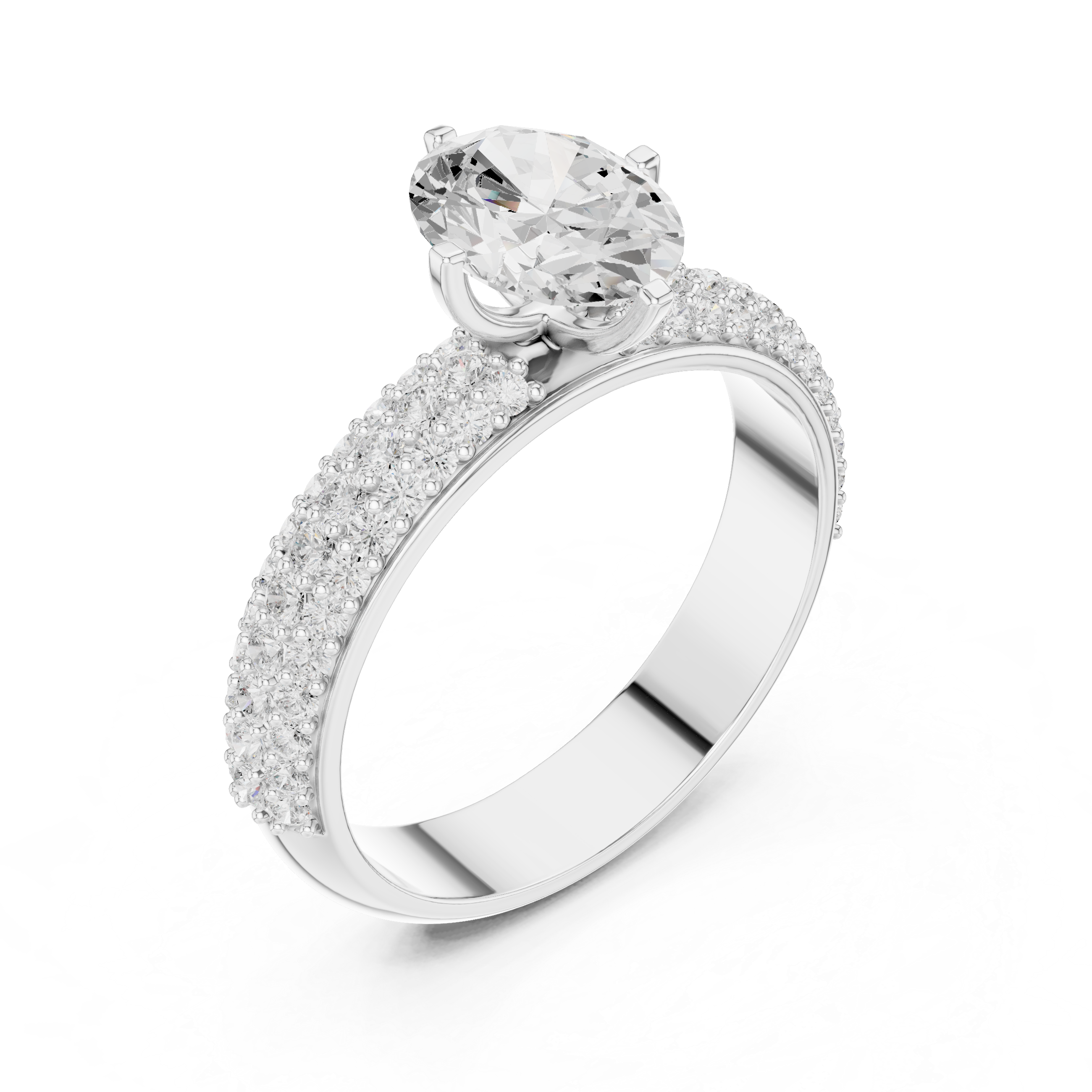 Exquisite 1 ct Oval & Round Diamond Lab Grown Diamond Ring
