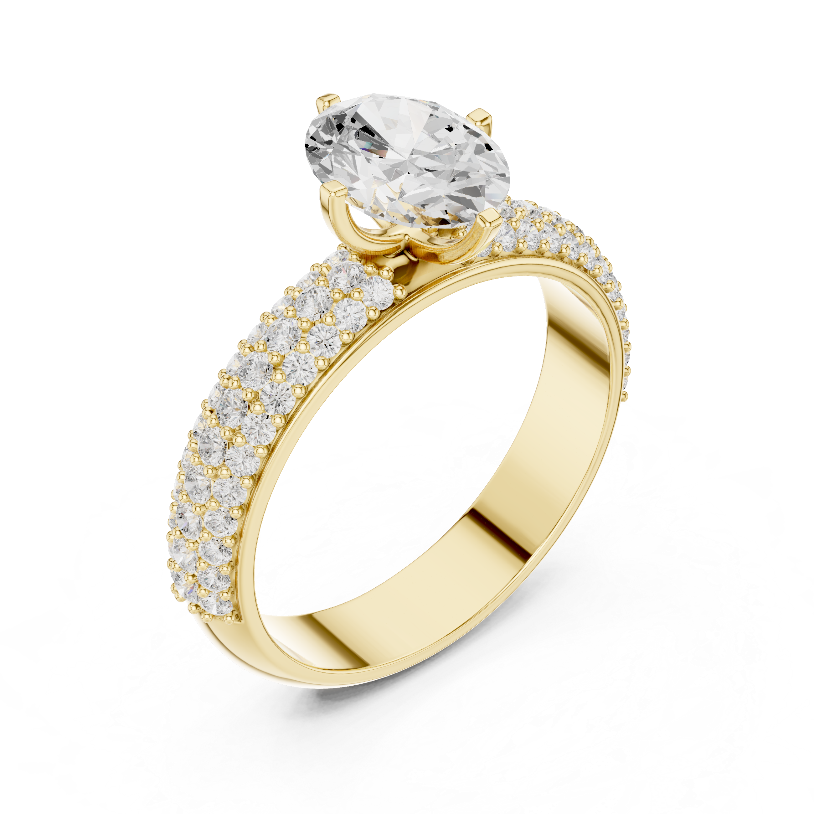 Exquisite 1 ct Oval & Round Diamond Lab Grown Diamond Ring
