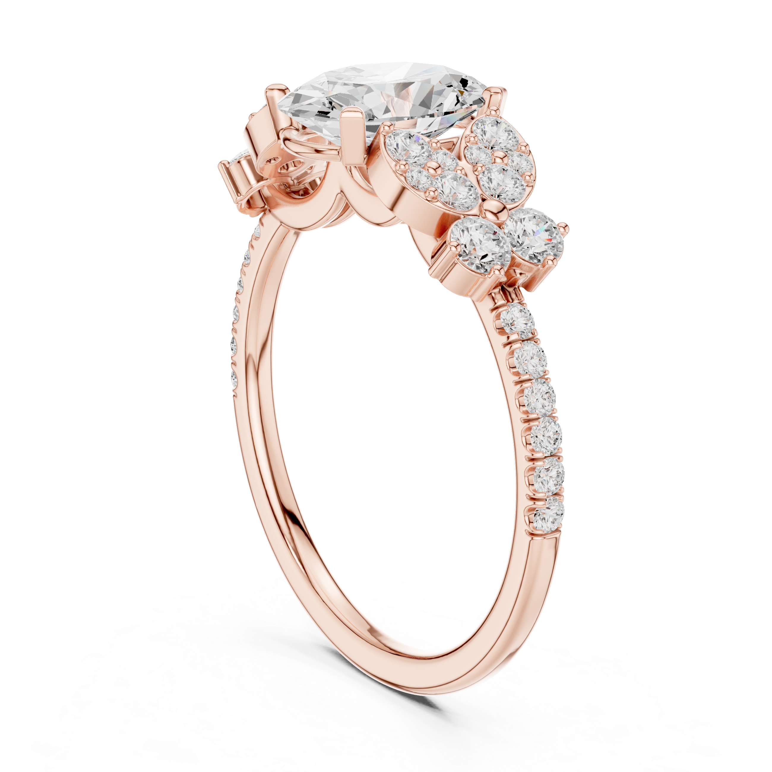 1 ct Oval Lab Grown Diamond Ring With Round Accents