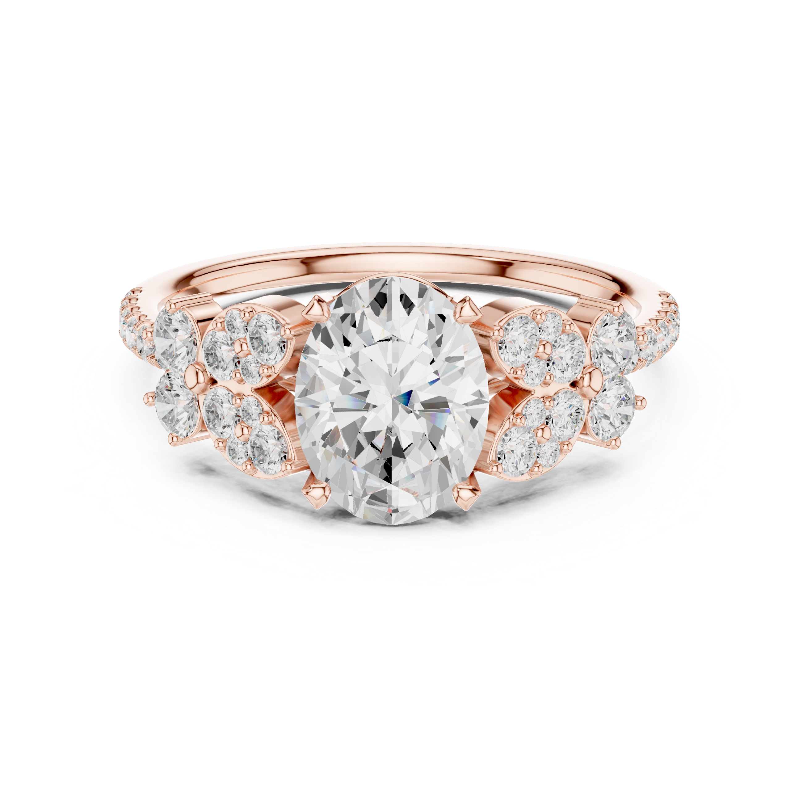 1 ct Oval Lab Grown Diamond Ring With Round Accents