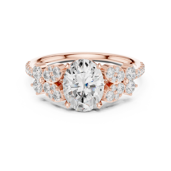 1 ct Oval Lab Grown Diamond Ring With Round Accents
