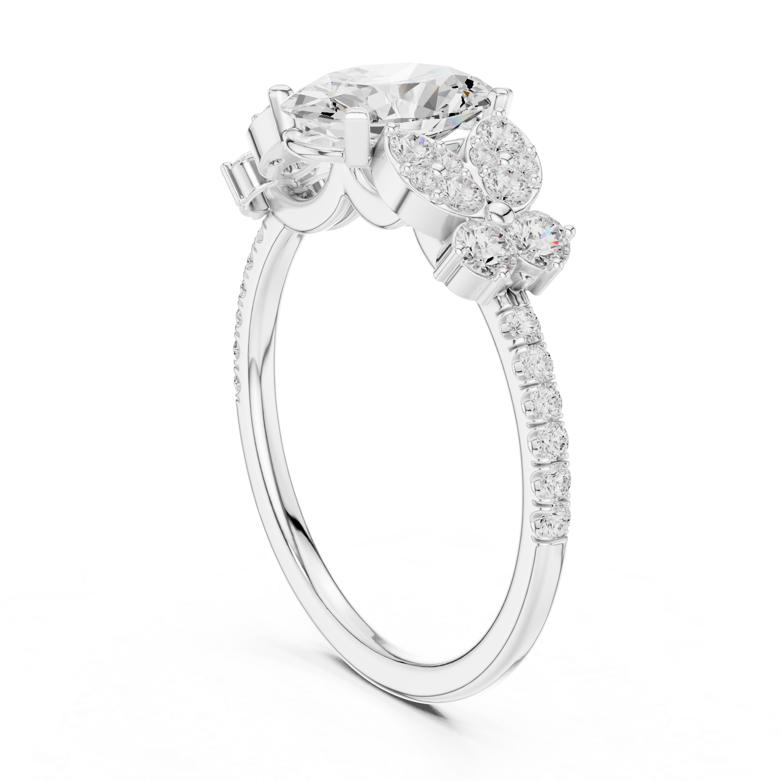1 ct Oval Lab Grown Diamond Ring With Round Accents