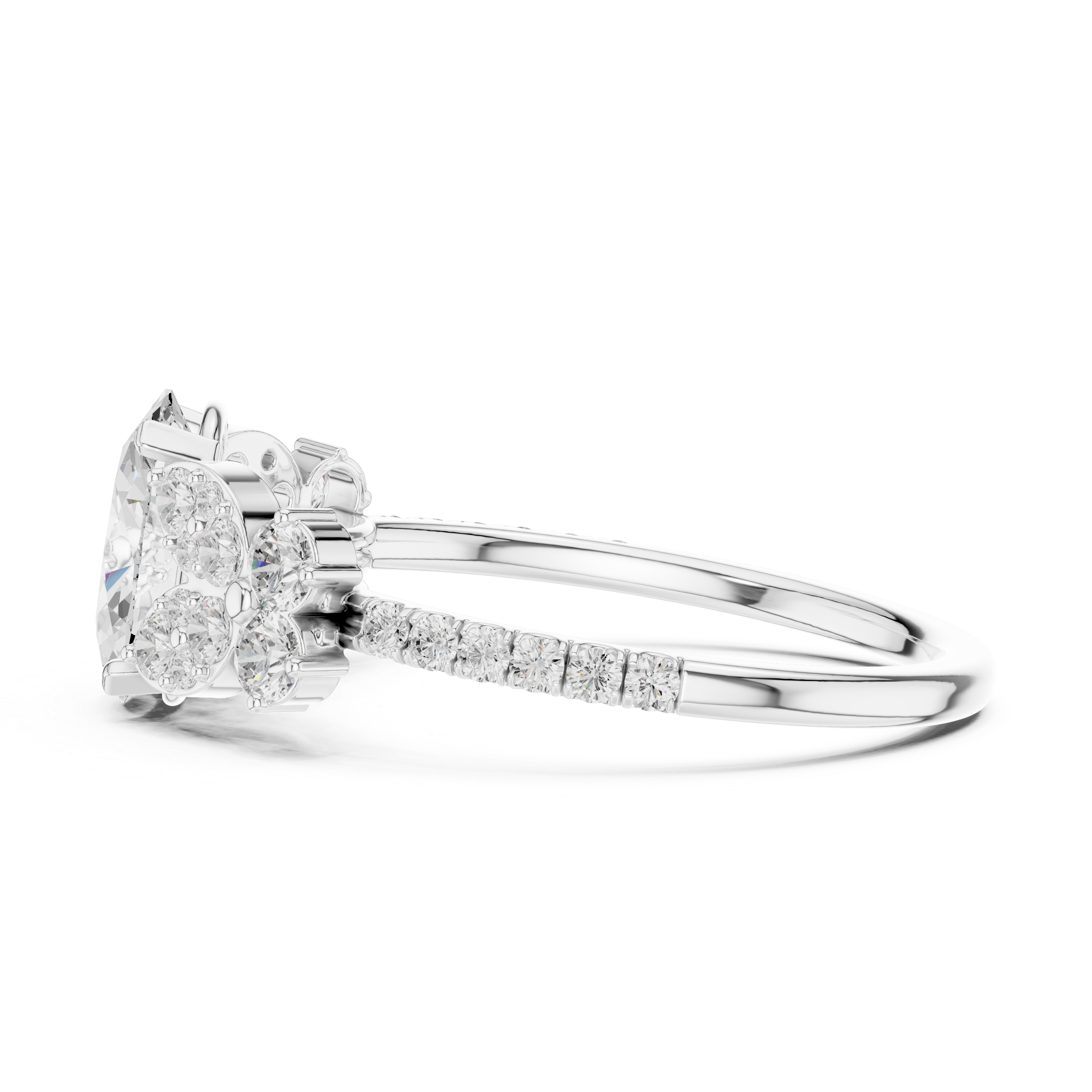 1 ct Oval Lab Grown Diamond Ring With Round Accents