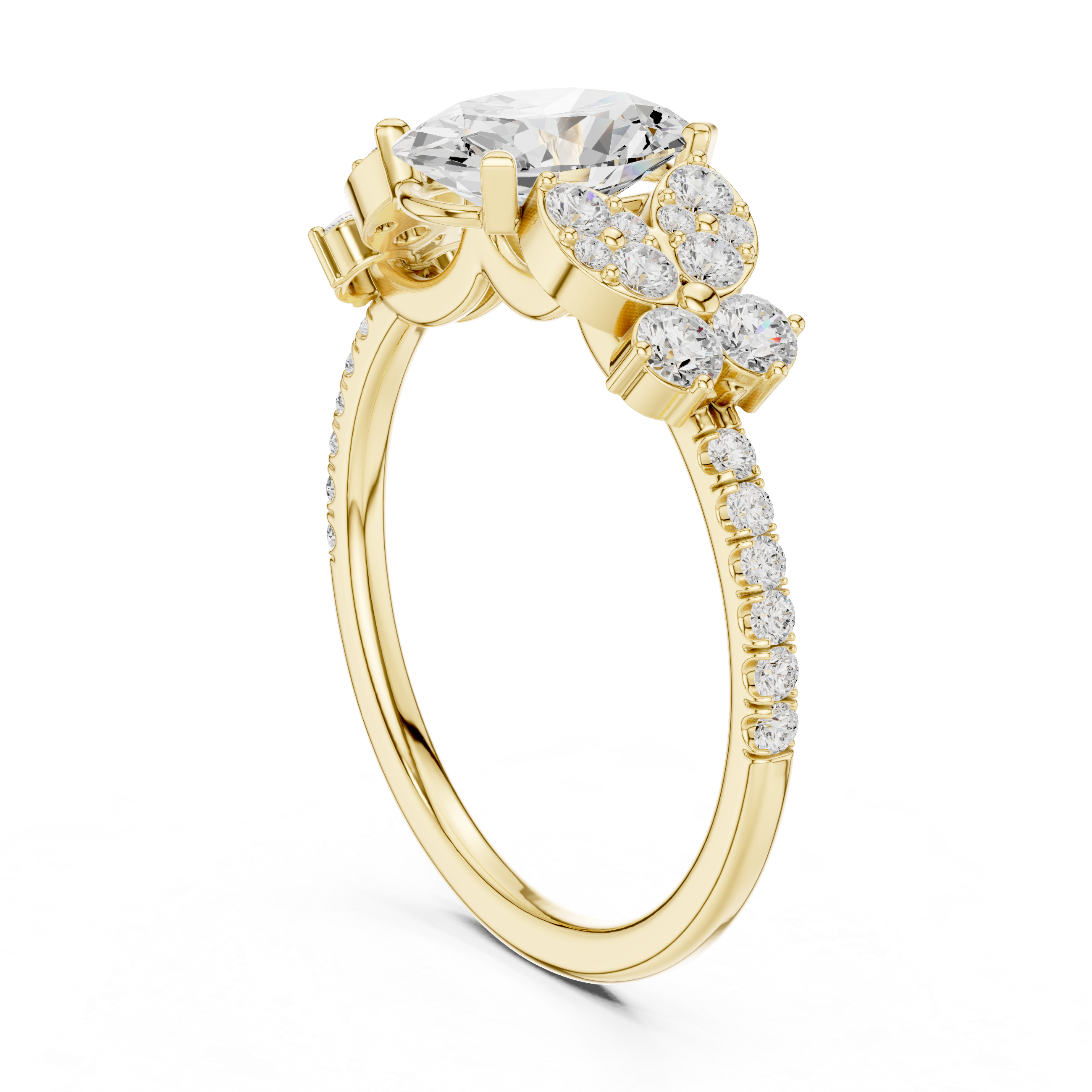 1 ct Oval Lab Grown Diamond Ring With Round Accents