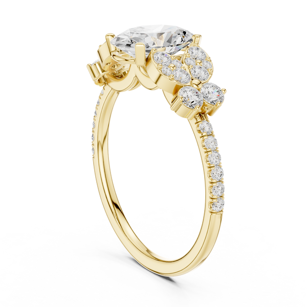 1 ct Oval Lab Grown Diamond Ring With Round Accents