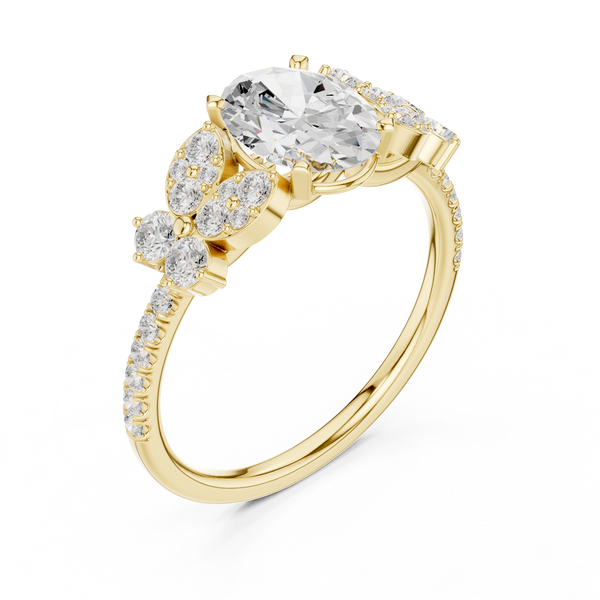 1 ct Oval Lab Grown Diamond Ring With Round Accents