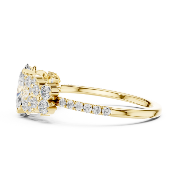 1 ct Oval Lab Grown Diamond Ring With Round Accents