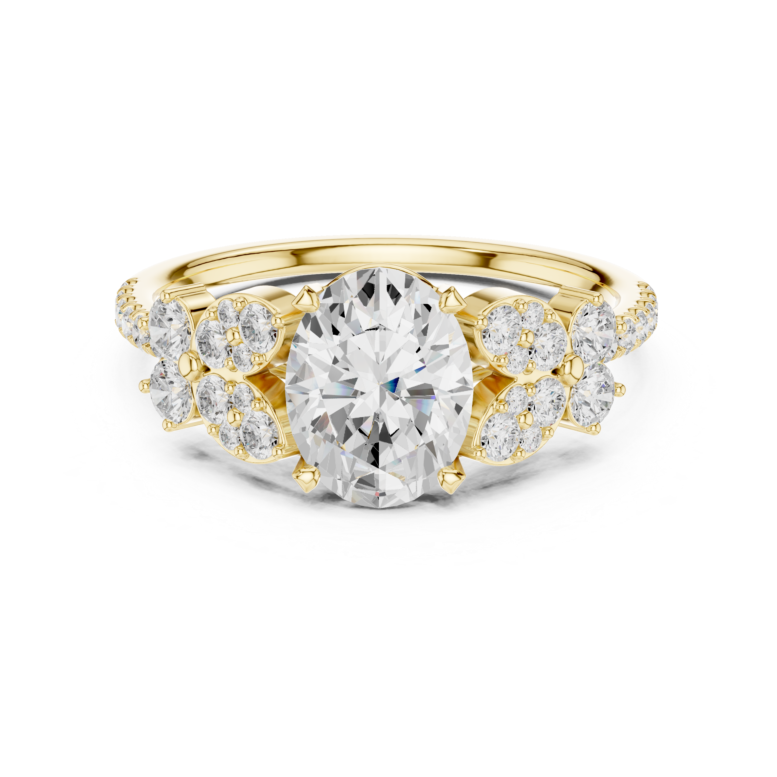1 ct Oval Lab Grown Diamond Ring With Round Accents
