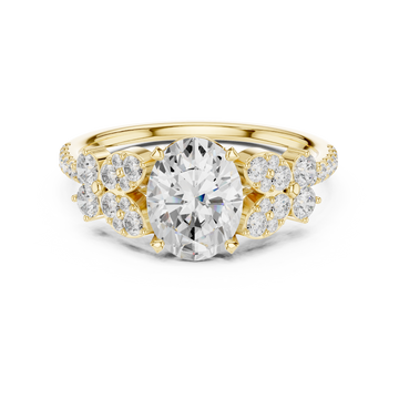 1 ct Oval Lab Grown Diamond Ring With Round Accents