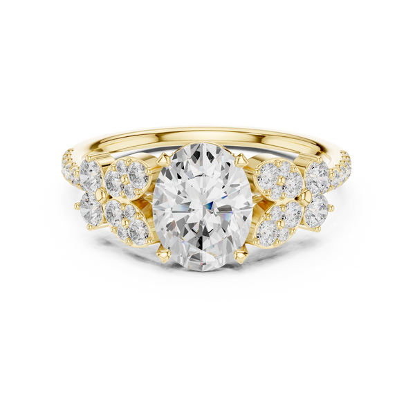 1 ct Oval Lab Grown Diamond Ring With Round Accents