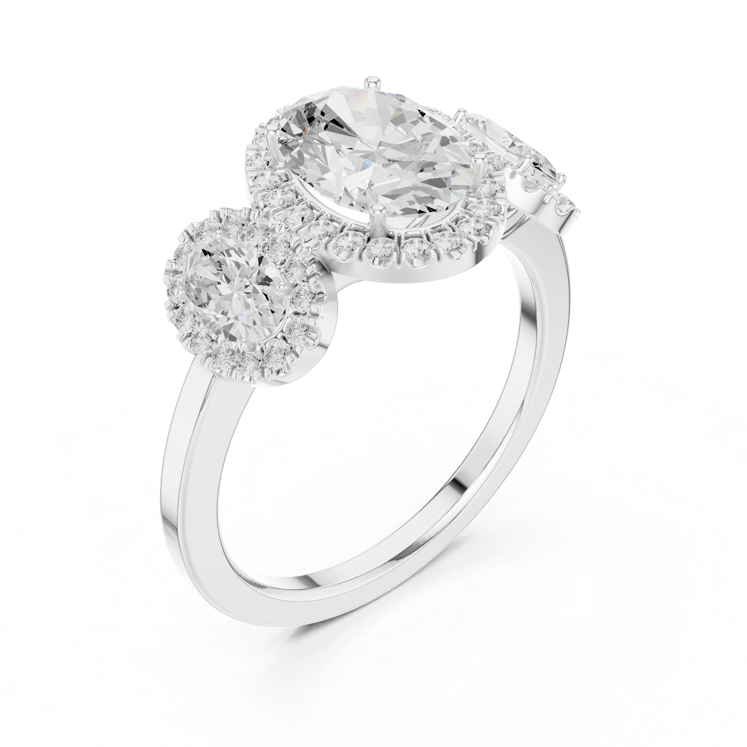 Oval And Round Diamond Lab Grown Diamond Ring