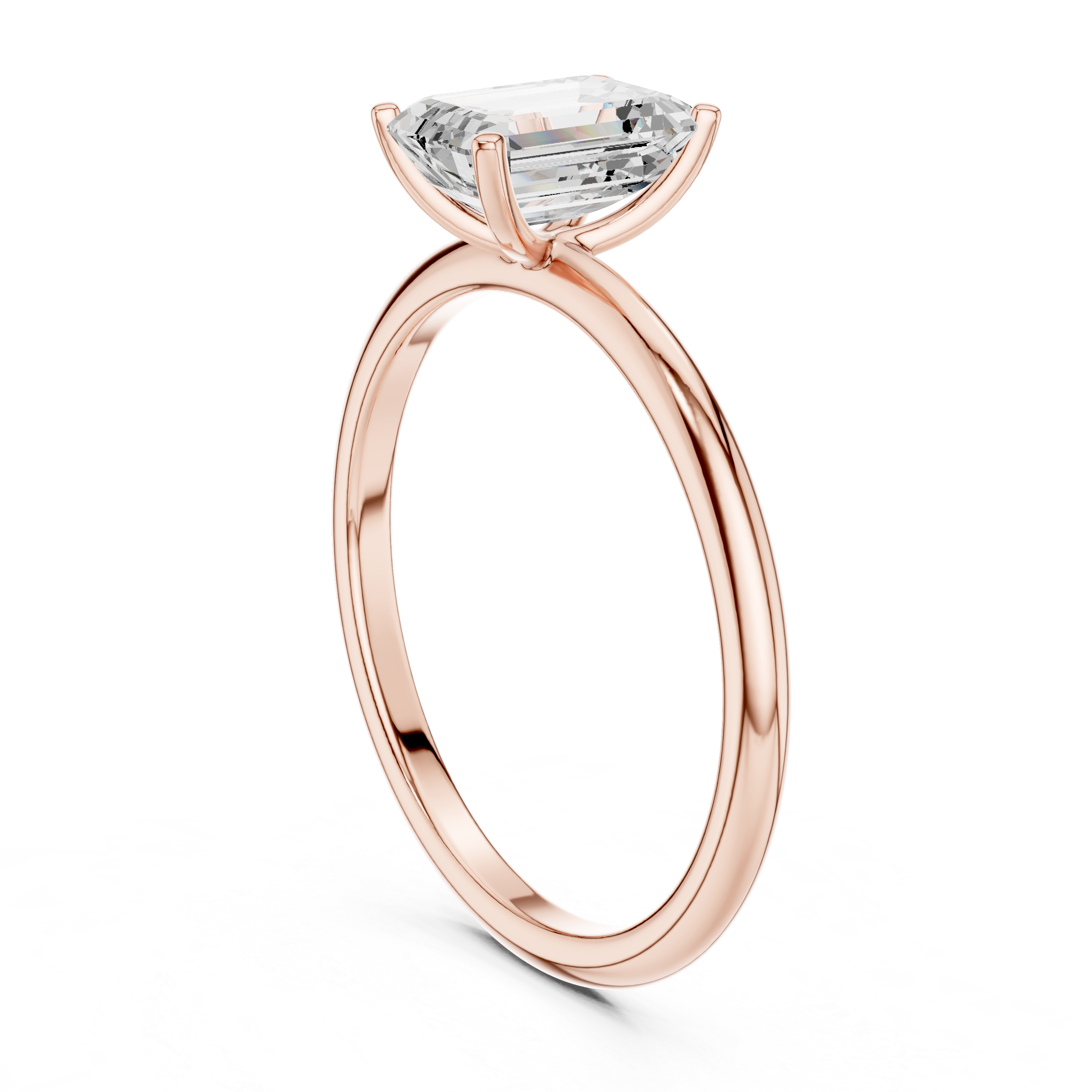 Emerald cut Solitaire Lab Grown Diamond Ring